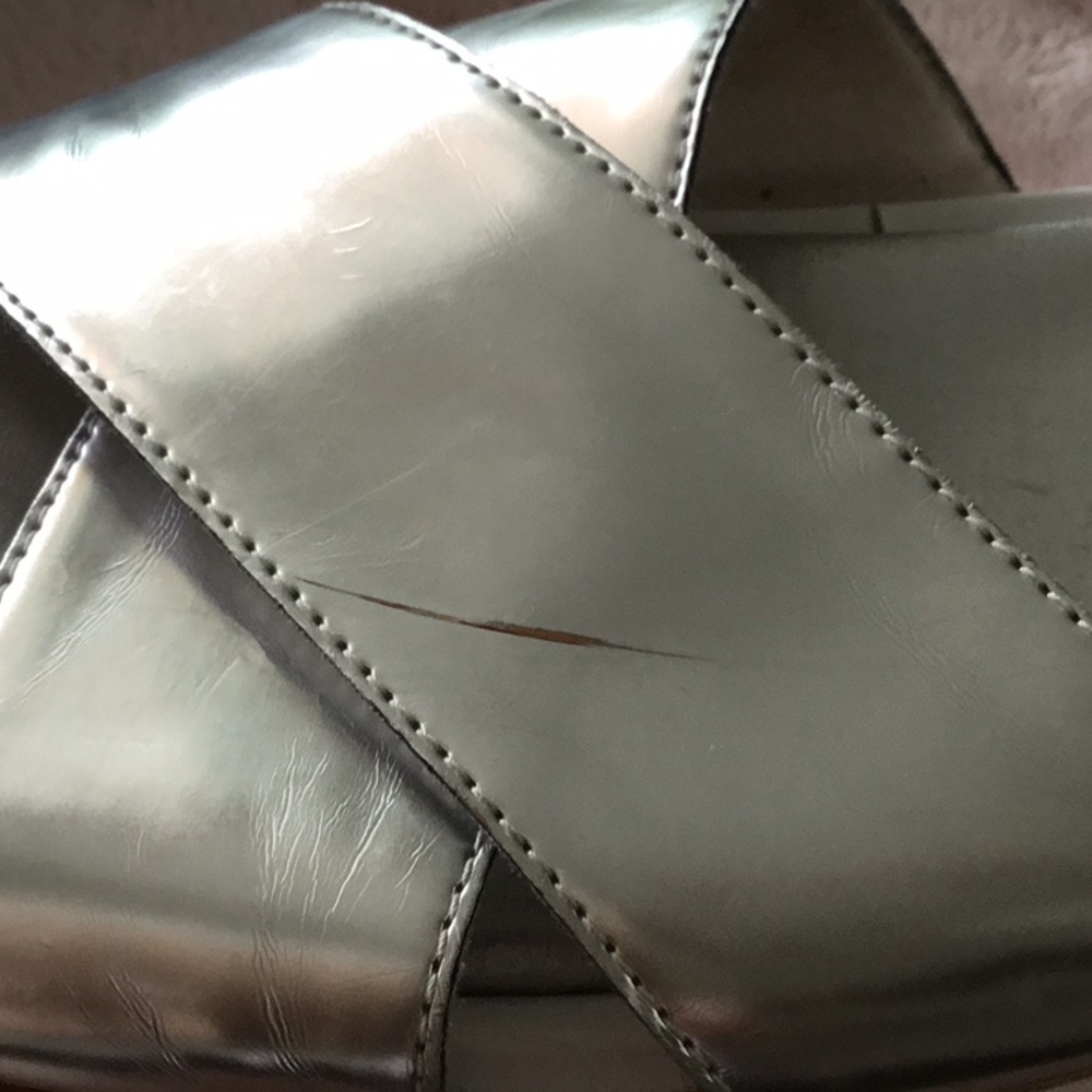 Stuart Weitzman Slide Sandal Silver Size 5.5 - image 5